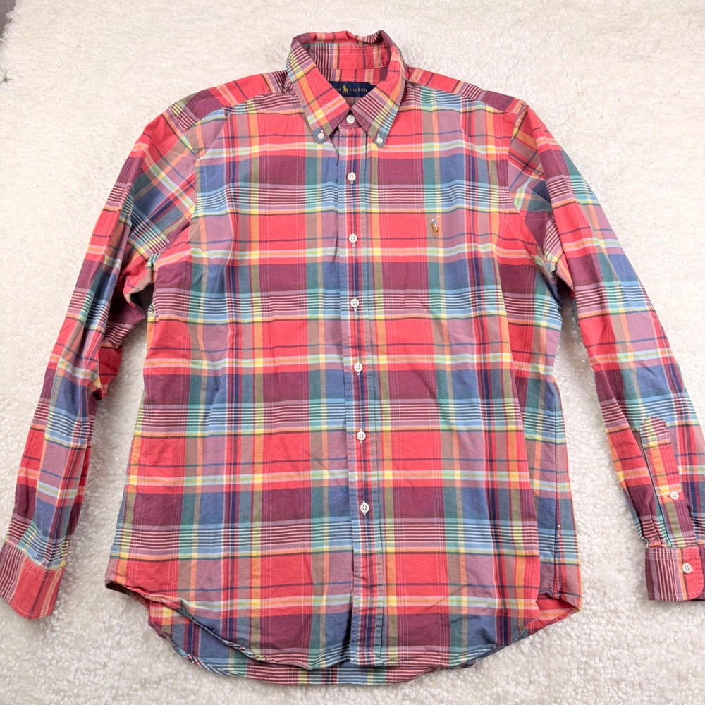 Ralph Lauren Button Down Shirt Mens Large Multicolor Plaid Long Sleeve Pony Logo - Picture 2 of 7